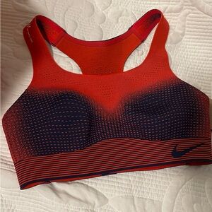 NWT Nike High Support Sports Bra - Navy and Orange Design - Large A-B